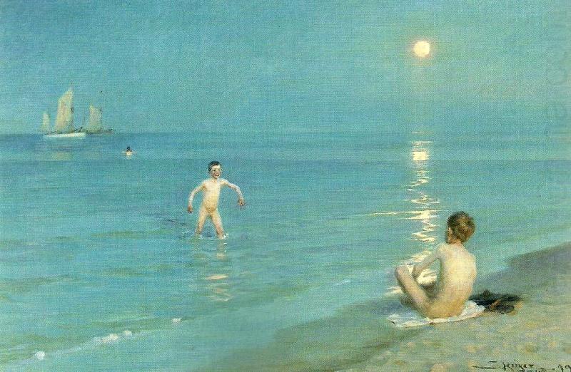 Peter Severin Kroyer badende drenge en sommeraften ved skagen strand china oil painting image